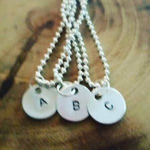 Necklace Handstamped Initial Personalized